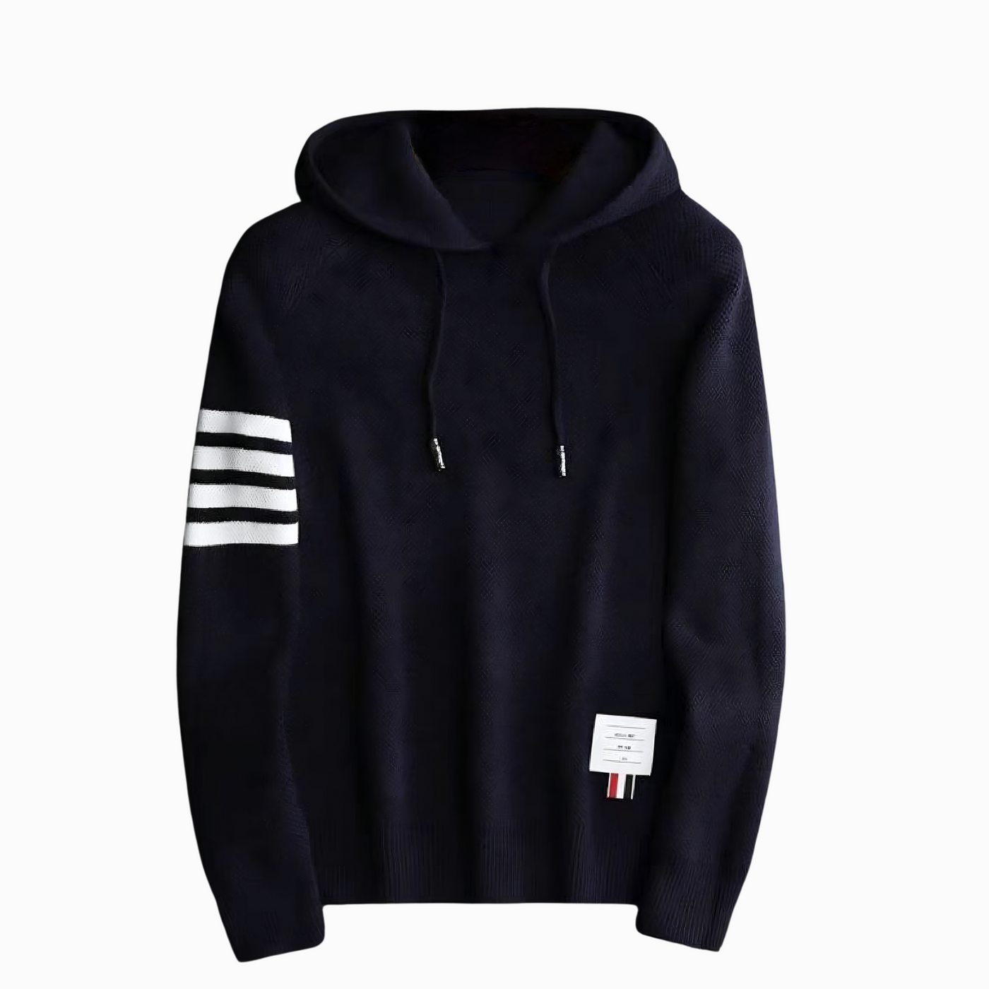 STRIKKET HOODIE - Marineblå